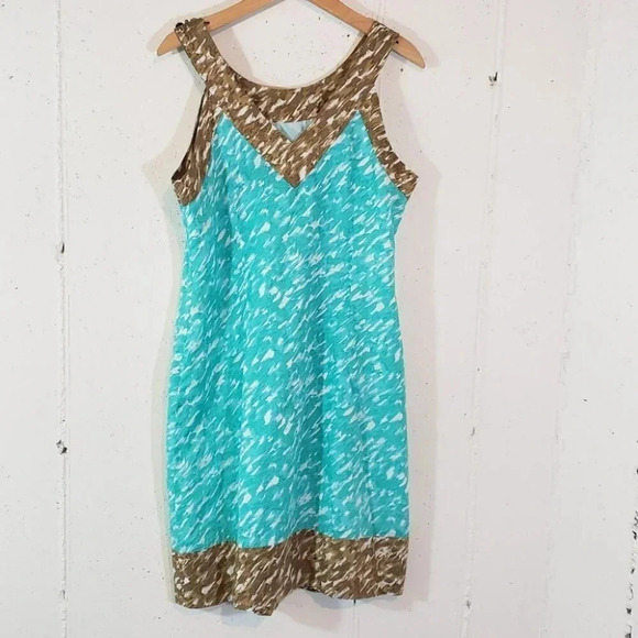 Signature by Robbie Bee 12 aquamarine/brow dress - Picture 3 of 5